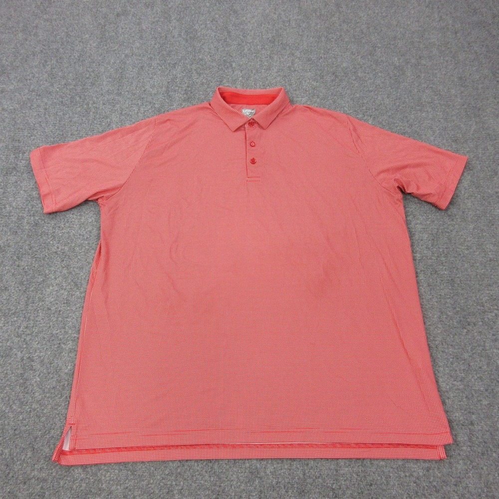 Callaway Polo Shirt Mens XL Red Gingham Polyester Opti-Dri Stretch Golf